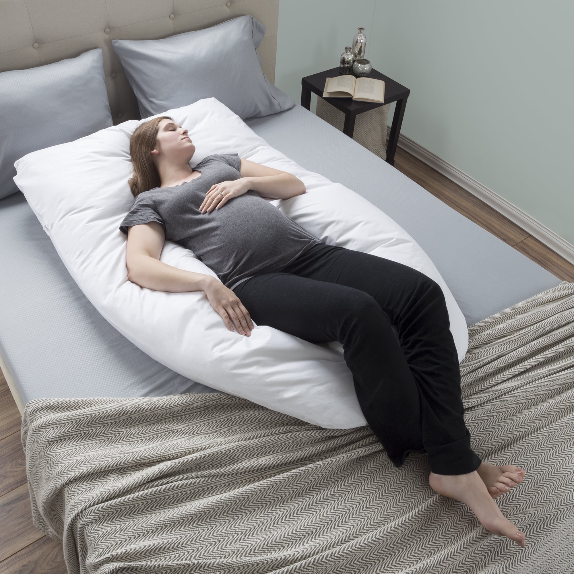 Full Body Maternity Pillow with Contoured U-Shape (White) by Bluestone