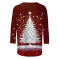 thumbnail image 4 of FDGIU Christmas Tree Shirts for Women 2025 3/4 Sleeve, Loose Fit Tunic Top with Xmas Tree Print, Holiday Casual Blouse, 4 of 5