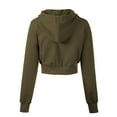 thumbnail image 4 of MixMatchy Women's Solid Casual French Terry Cropped Zip Up Hoodie, 4 of 5