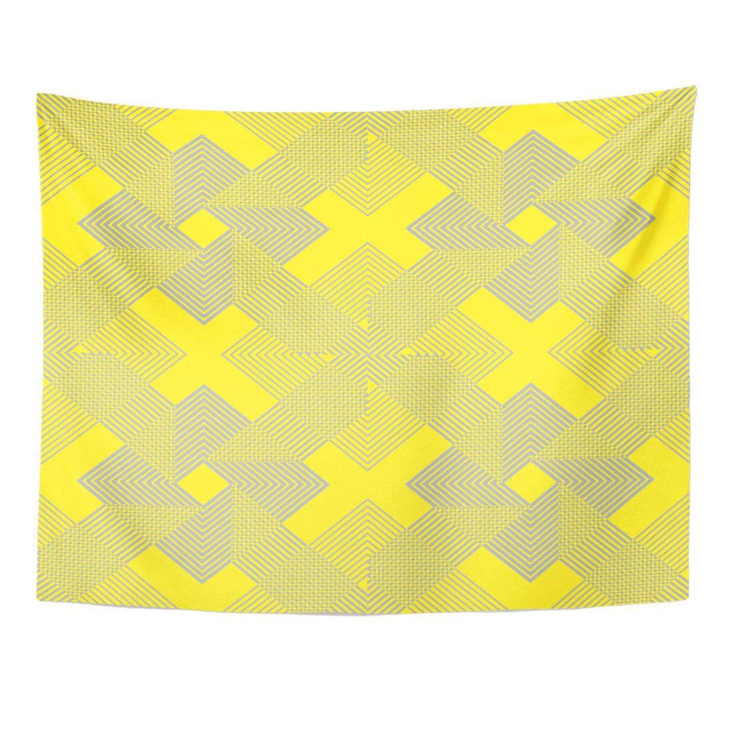 JSDART Colorful Abstract Lines Pattern in Yellow and Gray Color Modern Creative Geometric Wall Art Hanging Tapestry Home Decor for Living Room Bedroom