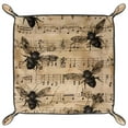 thumbnail image 2 of Women Girls Leather Square Dish Trinket Plate Jewelry Tray for Mothers Day Birthday Gift, Bees and Vintage Music Pattern, 2 of 6