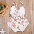 thumbnail image 1 of Combinaison Patchwork Manches Courtes Bébé Fille Été Romper Floral Print V Cou Dentelle, 1 of 8