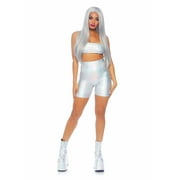 Leg Avenue Women's Holographic Spandex Bandeau and Bike Shorts Set