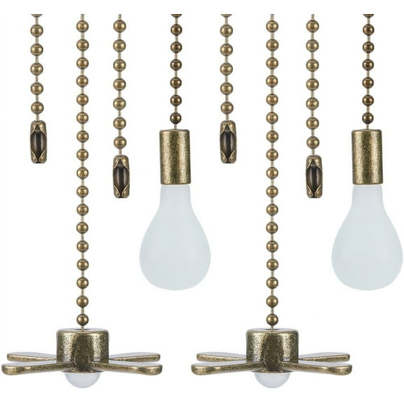 4Pcs Ceiling Fan Pull Chain Extenders Decorative Frosted Bulb and Fan Light Pull String Chain Set Beaded Ball Ornament Extension Pendant for Ceiling Fan Lamp and Bulb Antique Bronze