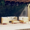 thumbnail image 1 of vidaXL 7 Piece Garden Lounge Set with Cream Cushions Solid Pinewood, 1 of 3