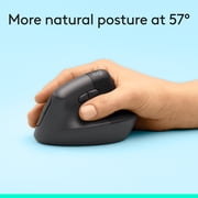 Logitech Lift Vertical Ergonomic Mouse, Wireless, Bluetooth or Logi Bolt USB Receiver, Quiet Clicks, 4 Buttons, Graphite