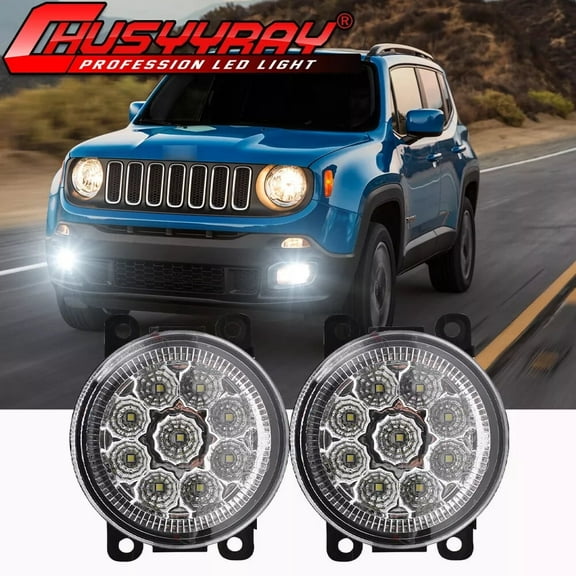 CHUSYYRAY Pair for Jeep Renegade 2015-2020 Clear Lens Bumper Fog Light Lamp Super Bright White