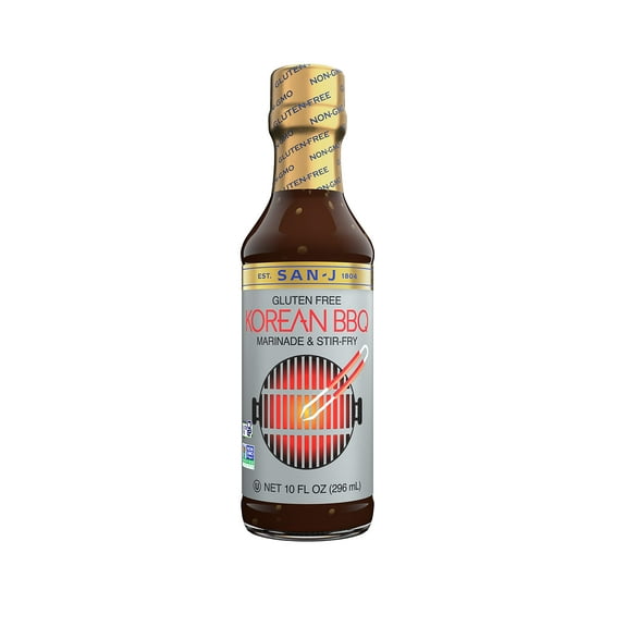 San-J Gluten Free Korean BBQ Cooking Sauce - Marinade & Stir Fry Sauce, Bulgogi Sauce, Korean BBQ Marinade, Korean Barbecue Sauce, Non-GMO, Kosher - 10 Fl Oz, 6-Pack