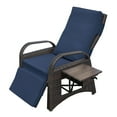 thumbnail image 2 of Outdoor PE Wicker Recliner Lounge Chair (Adjustable Mechanism, Removable Cushion, Ergonomic, Navy Blue), 2 of 5