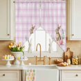 thumbnail image 4 of Easter Bunny Swag Valance Curtains Spring Pink Easter Eggs Floral Green Leaf Plant Pink Plaid Rod Pocket Swag Curtains Small Window Treatments for Kitchen Bathroom Bedroom 36" W x 36" L, 2 Panels, 4 of 9