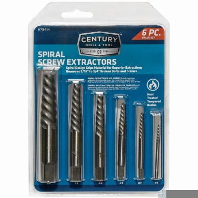 

Century Drill and Tool Screw Extractor Set Spiral Flute 6-Pc. 1 Pack