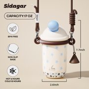 Sidagar 18 fl oz Leakproof Stainless Stee Insulated Water Bottle with Straw, Wide Mouth, Star Blue