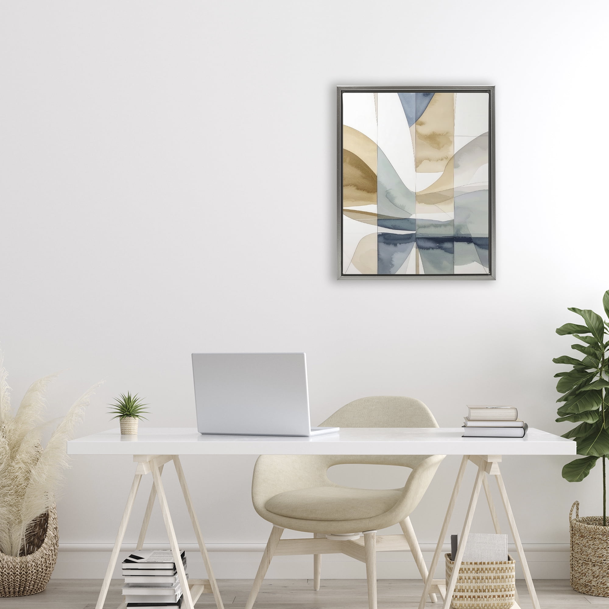 Stupell Industries Geographic Fluid Abstraction Gray Framed Floater Canvas Wall Art, design by Alonza Saunders