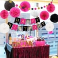thumbnail image 2 of Birthday Decorations for Women Hot Pink and Black White Happy Birthday Bunting Banner Tissue pom Poms Paper Fans Circle Dots for Girls Birthday Party Supplies, 2 of 6