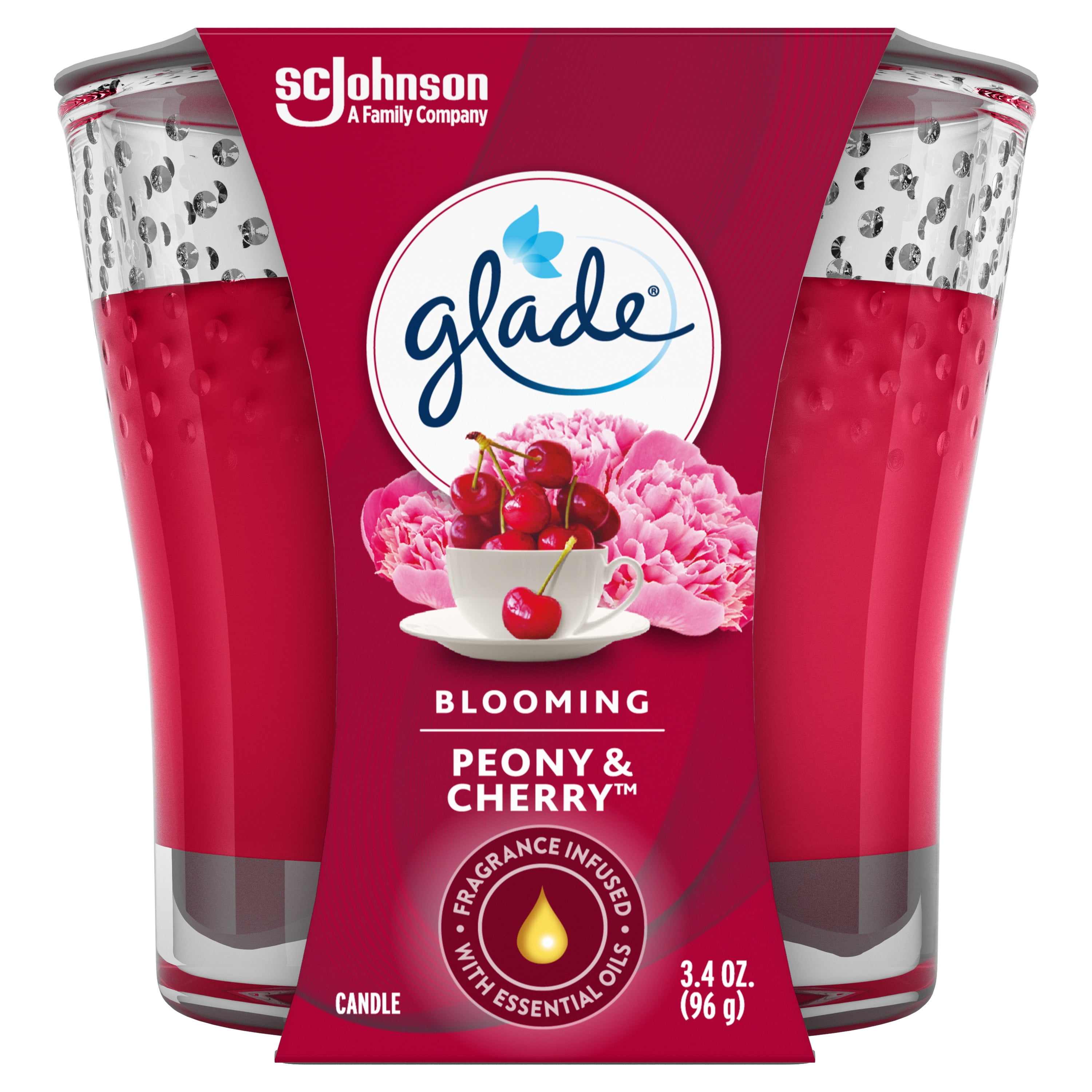 Glade Jar Candle 1 CT, Blooming Peony & Cherry, 3.4 OZ. Total, Air