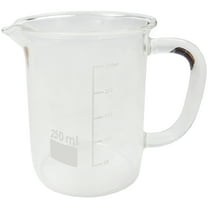 Beaker Mug 250ml with Handle and Pour Spout Borosilicate Glass.
