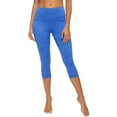 thumbnail image 2 of Womens Capris for Summer New Women's High Waisted Yoga Capris with Pockets Workout Sports Running Capris Leggings Quick Dry Seamless Yoga Pants High Waisted Leggings for Women Blue L, 2 of 6