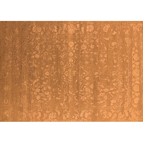 Ahgly Company Indoor Rectangle Oriental Orange Industrial Area Rugs, 7' x 9'