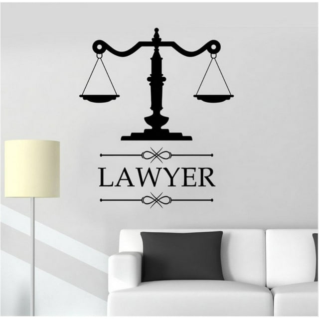 Adhesivos de pared con diseño de balanzas de justicia de abogado, 42 x 48 cm, PVC