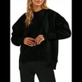 thumbnail image 3 of Sudadera Informal de Cuello Redondo para Mujer, -Otoño 2025, Larga, Abertura Lateral, Sudadera para Hacer Ejercicio. Negro M, 3 of 9