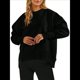 thumbnail image 3 of Sudadera Informal de Cuello Redondo para Mujer, -Otoño 2025, Larga, Abertura Lateral, Sudadera para Hacer Ejercicio. Negro S, 3 of 9