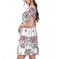 thumbnail image 2 of Lsque Cartoon Poodle Dog Print Women's Casual Dress T-Shirt Summer Short Sleeve Scoop Neck Swing Dresses, 2 of 6