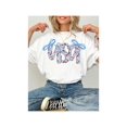 thumbnail image 1 of Women's Patriotic uSa Flag Bowknot alphabet Letter Printed T-Shirt Soft Round Neck Short Sleeve Casual Top with Stars Stripes Design, 1 of 6