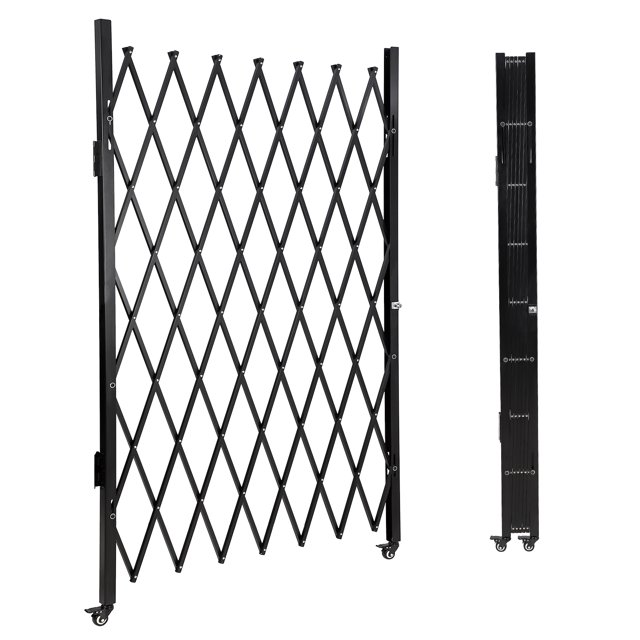 Portail de Clôture Portable et Extensible avec Roues, Portail de Sécurité Accordéon en Acier Robuste pour Entrée, Cour et Usage Intérieur
