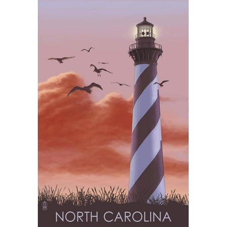 North Carolina Lighthouses - North Carolina - Lighthouse at Sunrise Print Wall Art By Lantern Press