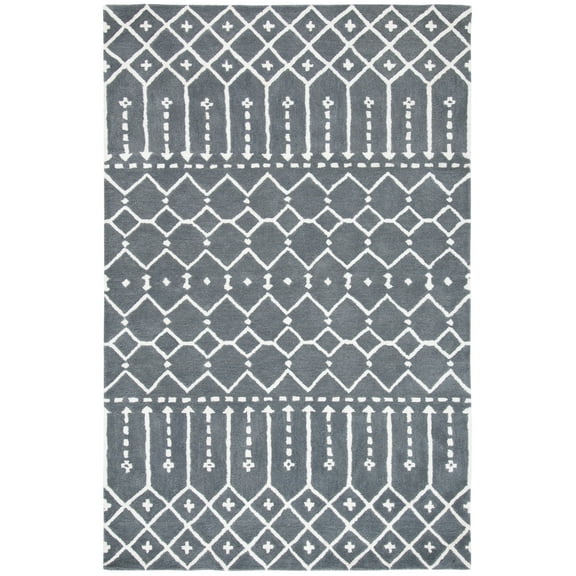 SAFAVIEH Himalaya Darin Geometric Wool Area Rug, Grey/Ivory, 6' x 9'
