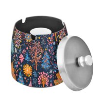 Yayeee Ashtray with Lid for Cigarette Smokeless Stainless Steel Home Ash Holder, Pink Christmas Splendor