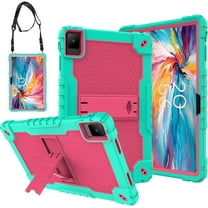 FIEWESEY for TCL TAB 10 NXTPAPER 5G 10.4 Inch Tablet Case with Shoulder Strap Hard Back Hybrid Shockproof Kids Friendly Case for TCL TAB 10 NXTPAPER 5G 10.4 Inch Model 9199S Tablet (Green/Pink)