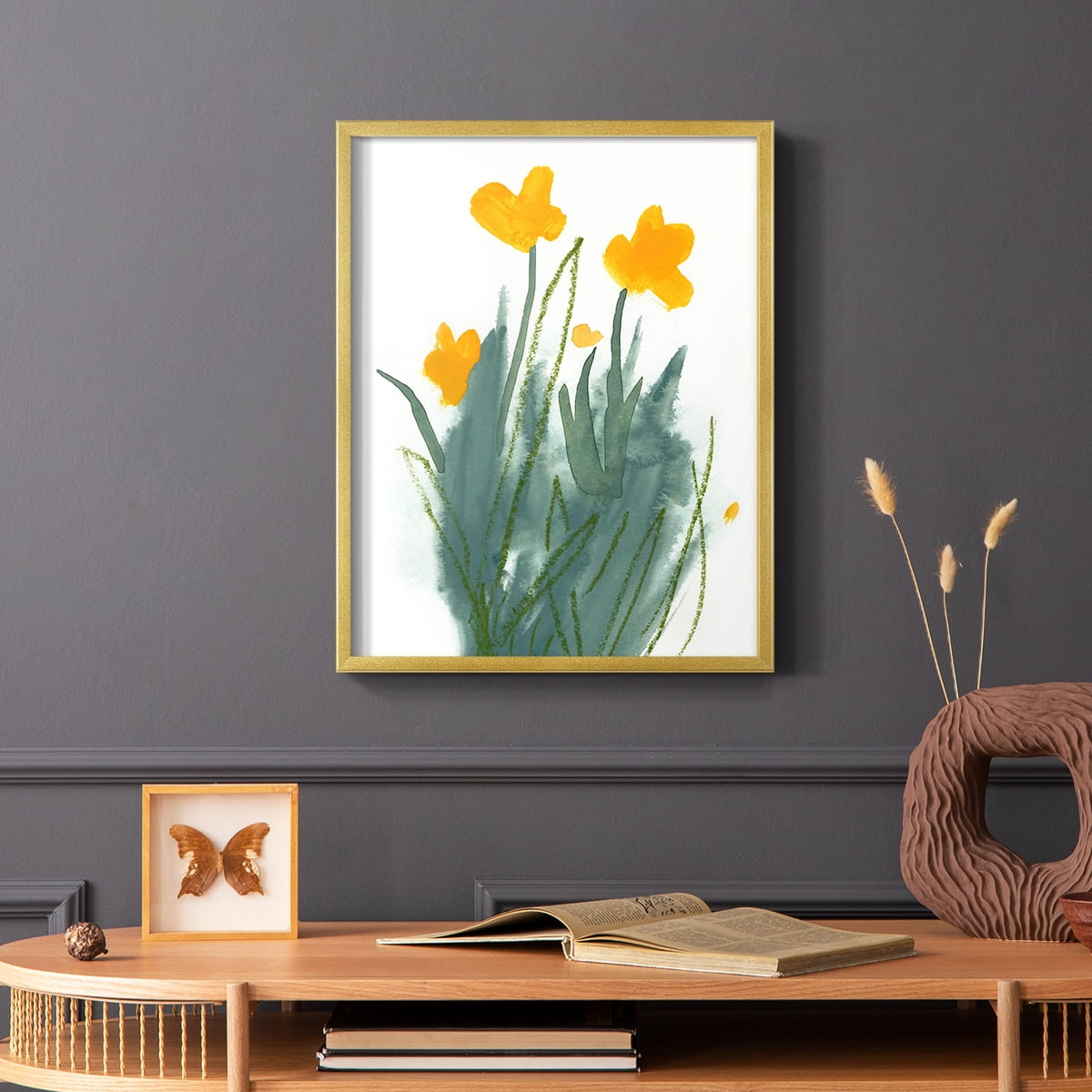 Daffodil Bunch I Framed Print in Gold Solid Wood Framed Print No Nail Hanging