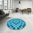 thumbnail image 4 of Ahgly Company Machine Washable Indoor Round Transitional Blue Area Rugs, 5' Round, 4 of 7