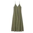 thumbnail image 6 of Summer Dresses for Women Casual Backless Spaghetti Strap V Neck Loose Flowy Beach Vacation Maxi Cotton Linen Dress,Sizes S-2XL, 6 of 6