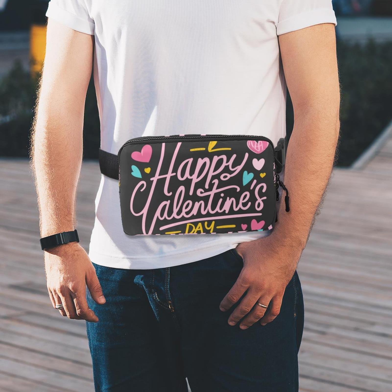Valentine's Day Lightweight Adjustable Waist Bag Fanny Pack with Extension Strap - Unisex Fitness Running Belt