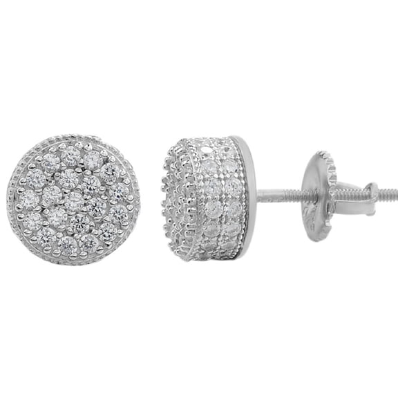 Men's Charrm Cluster Stud Earrings 925 Sterling Silver 3Ct Round Cut VVS1/D Lab Created Diamond