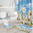 thumbnail image 3 of FMSHPON Floral 4 Piece Bathroom Set Shower Curtain Bath Rug Contour Mat and Toilet Lid Cover, 3 of 8