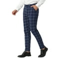 thumbnail image 4 of INSPIRE CHIC Men's Dress Plaid Slim Fit Flat Front Business Pants with Pockets 32 Blue, 4 of 7