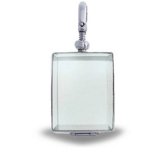 Picturesongold.Com Sterling Silver Rectangle Shaped Glass Dome Locket Necklace Pendants - Sterling Silver 3/4 inch x 1 inch