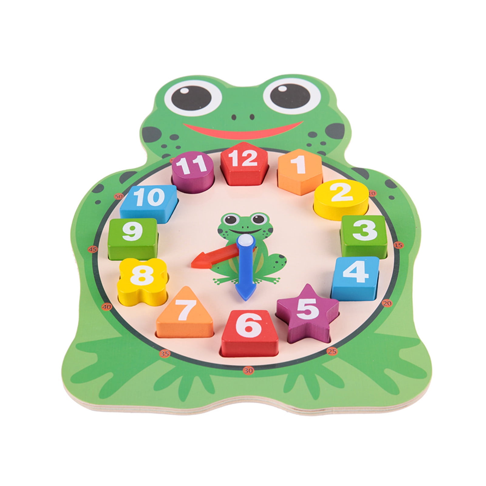 Wooden Block Toy, Clock Animal Puzzle Educational Toy Wooden Kids