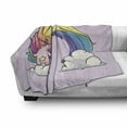 thumbnail image 2 of Rainbow Soft Flannel Fleece Throw Blanket, Funny Unicorn over Clouds Colorful Mane Print, Cozy Plush for Indoor and Outdoor Use, 70" x 90", Pale Yellow Peach, by Ambesonne, 2 of 5
