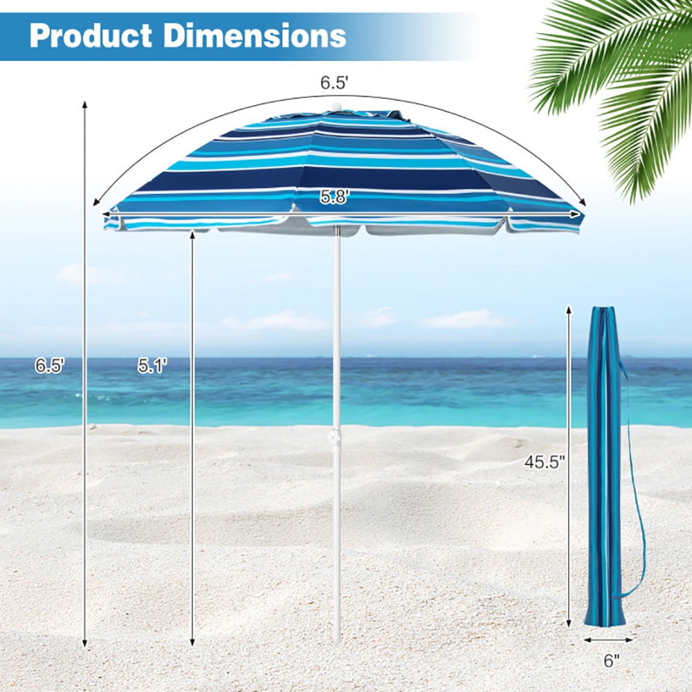 Aimee Lii 6.5 Feet Patio Beach Umbrella with Waterproof Polyester Fabric, Sunbrella Umbrella Outdoor Patio, Blue Aimee Lii 6.5 Feet Patio Beach Umbrella with Waterproof Polyester Fabric, Sunbrella Umbrella Outdoor Patio, Blue