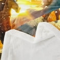 thumbnail image 3 of Galloping Horse Throw Blanket,Flying Eagle Sunset Seaside Bed Blanket ,Wild Animal Western Cowboy Rustic Fleece Blanket,Yellow Fuzzy Blanket, (30 x 39 Inches), 3 of 6