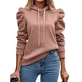 thumbnail image 1 of Sudadera con Capucha de Larga Abullonada y Cordón Ajustable para Mujer, Estilo Informal, para Otoño e Invierno Rosa M, 1 of 8