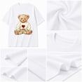 thumbnail image 6 of Women Oversized Cotton T‑Shirt, Cute Teddy Bear Wearing Knit Sweater With Red Heart Warm Sweet Gift‑Theme Drop‑Shoulder Casual Tee, 6 of 9