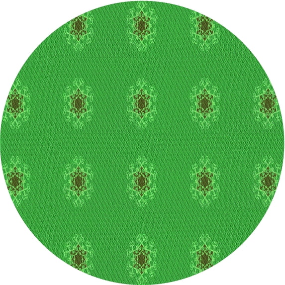 Ahgly Company Machine Washable Indoor Round Transitional Lime Green Area Rugs, 5' Round