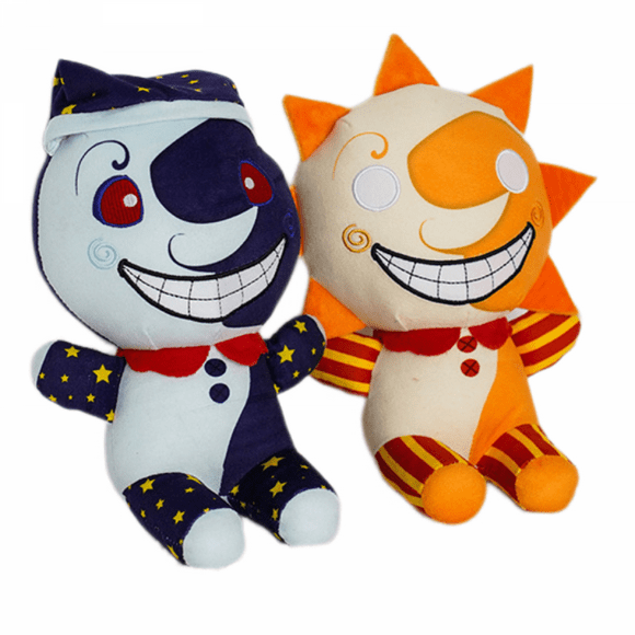 FNAF Sundrop Plush Figure Toy, Sundrop and Moondrop Clown Figure Cartoon Plush for Boys Girls Festive and Decorative Gifts (2PCS)