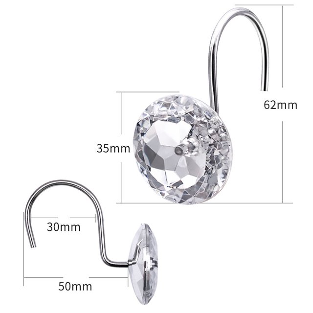 Anillo de ducha deslizante de ganchos dobles resistente a la corrosión de acero inoxidable, paquete de 12 XianweiShao 8390614554894