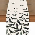 thumbnail image 4 of Halloween Decorations Indoor Outdoor - Table Flag - Charm: Linen Witch Bat & Cat Halloween Table Runner Dust & Elegant Décor, 4 of 7